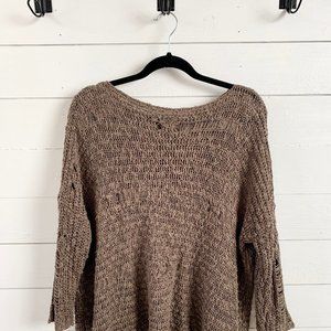 Blvd Collection Crochet Cocoa Brown Sweater